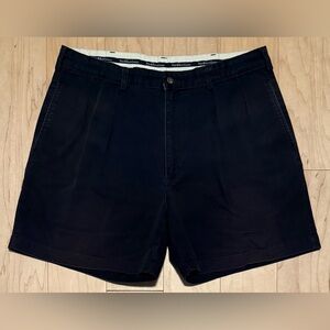 VTG Polo Ralph Lauren Andrew Pleated Chino Shorts Navy Blue Made in USA Men’s 36